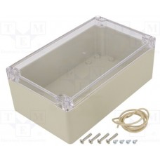 RZ0373C, Enclosures, Boxes, & Cases BEIGE ABS W/CLR LID 7.87x 4.72x 2.95 IN