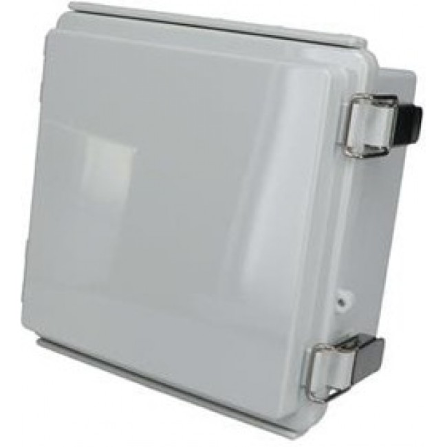 PTQ-11046, Electrical Enclosures PC+10% Fiberglass Box with Stainless Steel Latch (5.9 X 5.9 X 3.5 In)