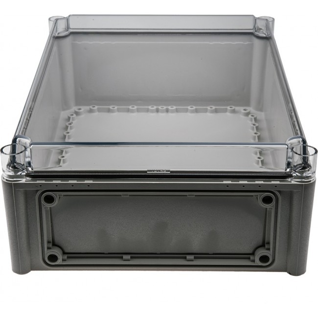 EKPE 130 T + EKPVT, EK Series Grey Polycarbonate Enclosure, IP66, IP67, Flanged, Transparent Lid, 380 x 280 x 130mm