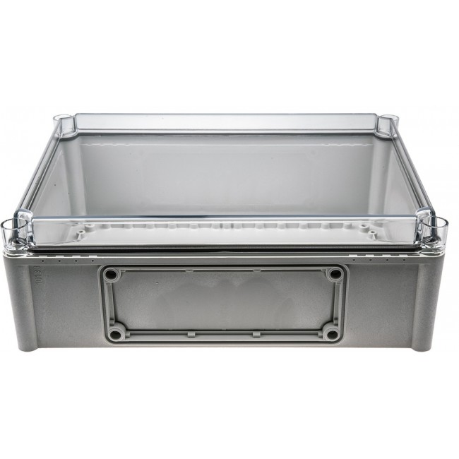 EKPE 130 T + EKPVT, EK Series Grey Polycarbonate Enclosure, IP66, IP67, Flanged, Transparent Lid, 380 x 280 x 130mm