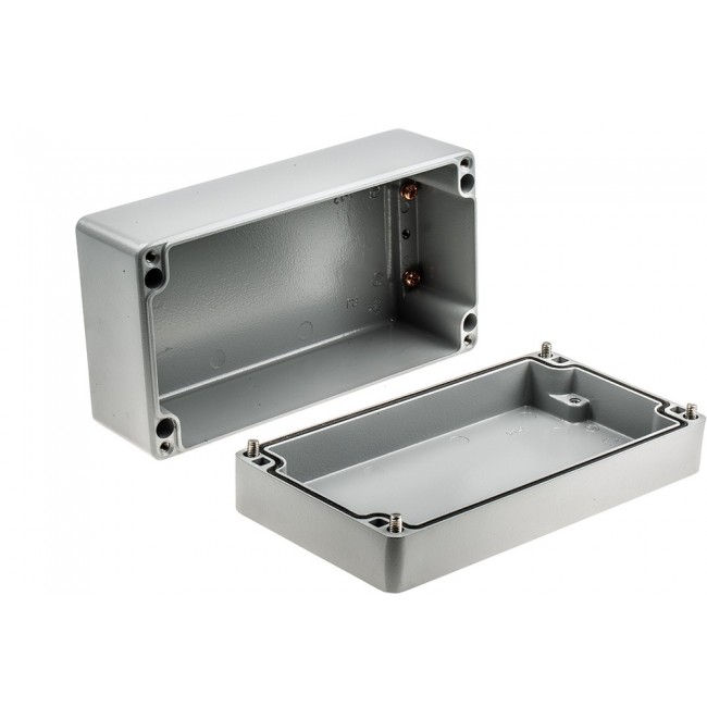 Grey Die Cast Aluminium Enclosure, IP66, Grey Lid, 220 x 120 x 90mm