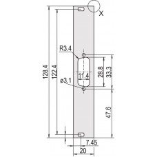 30118342, 30118 Series Aluminium Front Panel, 128.4 x 19.98mm