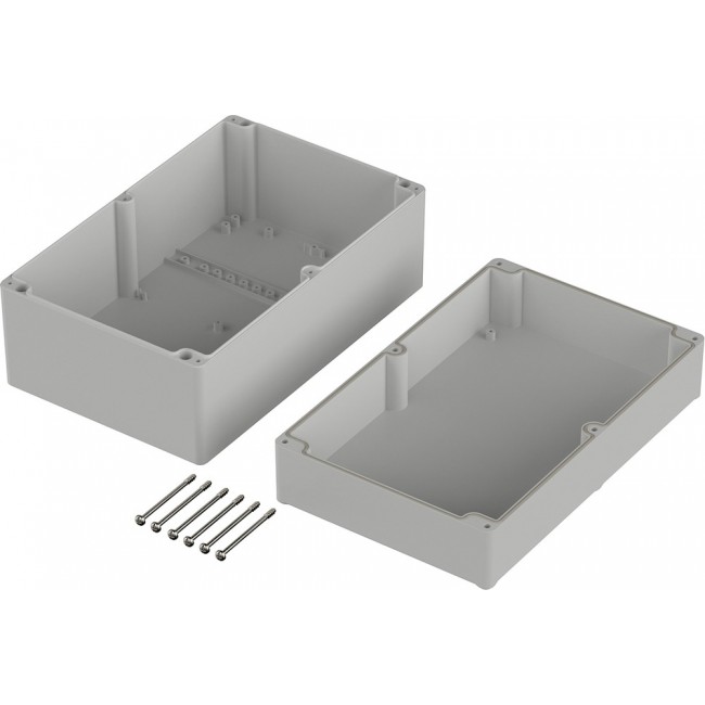 63241000 ET 241, Euromas II Series Light Grey ABS Enclosure, IP65, Light Grey Lid, 250 x 160 x 122mm