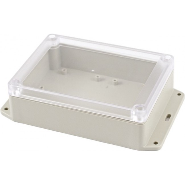 RP1205BFC, Flanged Enclosure with Clear Lid RP 105x145x40mm Light Grey ABS / Polycarbonate IP65