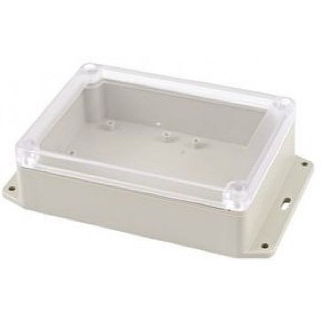 RP1205BFC, Flanged Enclosure with Clear Lid RP 105x145x40mm Light Grey ABS / Polycarbonate IP65