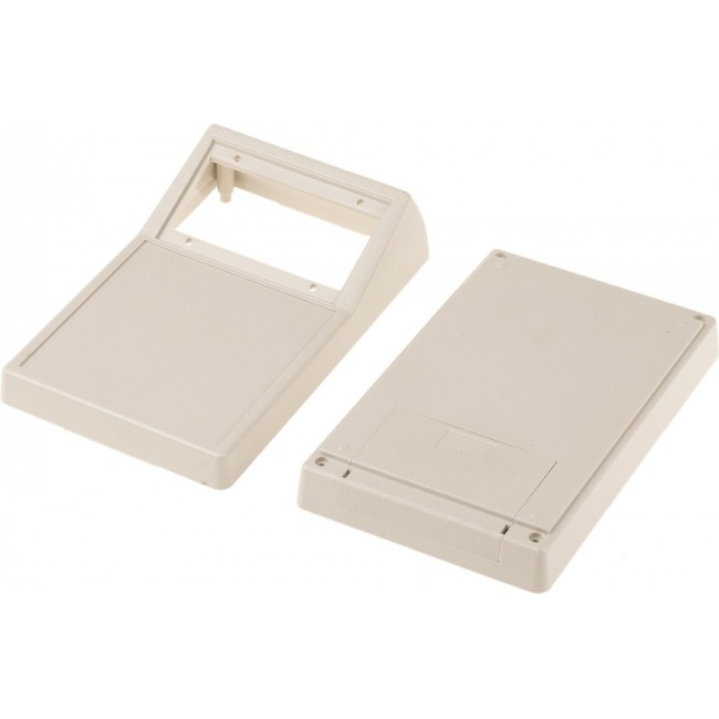 White ABS Handheld Enclosure, Integral Battery Compartment, Display Window, 146.1 x 91.5 x 52.9mm