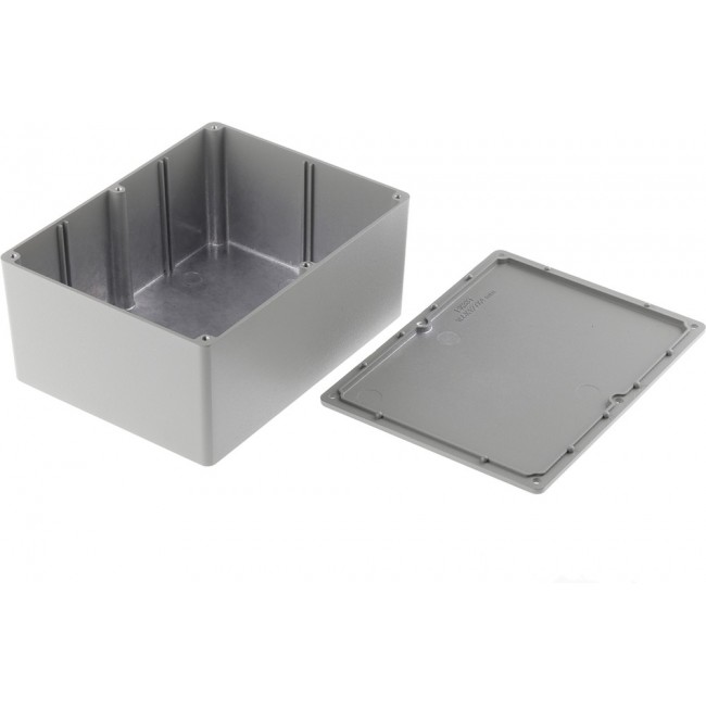 Grey Die Cast Aluminium Enclosure, Grey Lid, 165.8 x 127.3 x 76.3mm