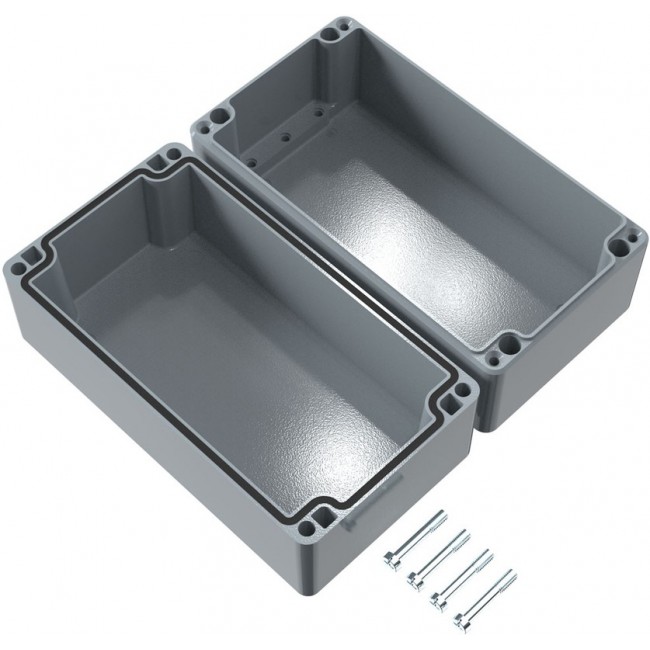 01122212, Aluminium Standard Series Grey Die Cast Aluminium Enclosure, IP66, IK09, Grey Lid, 120 x 220 x 118mm