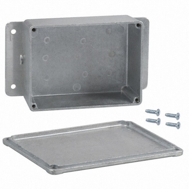 CU-4471, Enclosures, Boxes, & Cases Econobox Diecast Aluminum Box with Mounting Bracket (4.3 X 1.8 X 3.3 In)