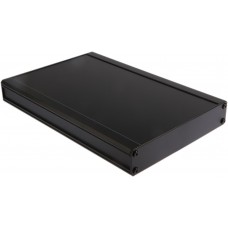 Black Extruded Aluminium Heat Sink Case, IP40, Black Lid, 300 x 200 x 41mm