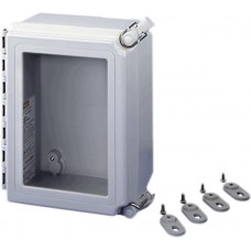 A664CHQRFGW, Continuous Hinge QR Window Cover Enclosure 4X, 6x6x4, Light Gray, Fiberglass