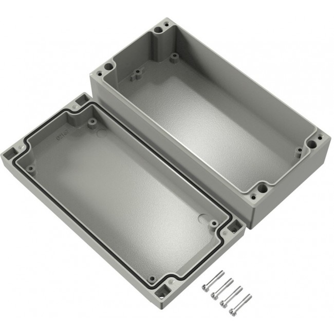 041020060, Aluform Series Grey Die Cast Aluminium Enclosure, IP66, IK09, Grey Lid, 200 x 100 x 61mm