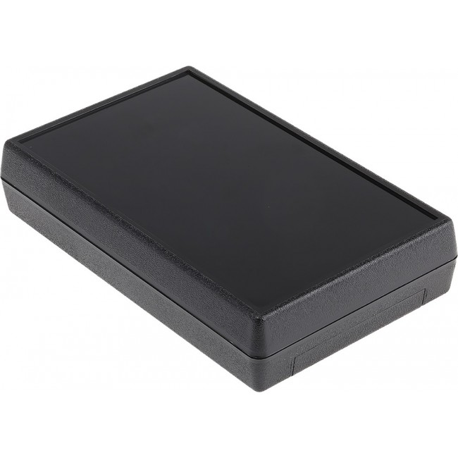 Black ABS Handheld Enclosure, Integral Battery Compartment, 146.1 x 91.4 x 32.7mm