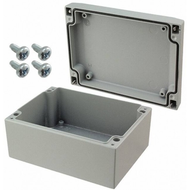 041216080, Box Metal, Aluminum Gray Cover Included 6.299" L x 4.724" W (160.00mm x 120.00mm) X 3.189" (81.00mm)