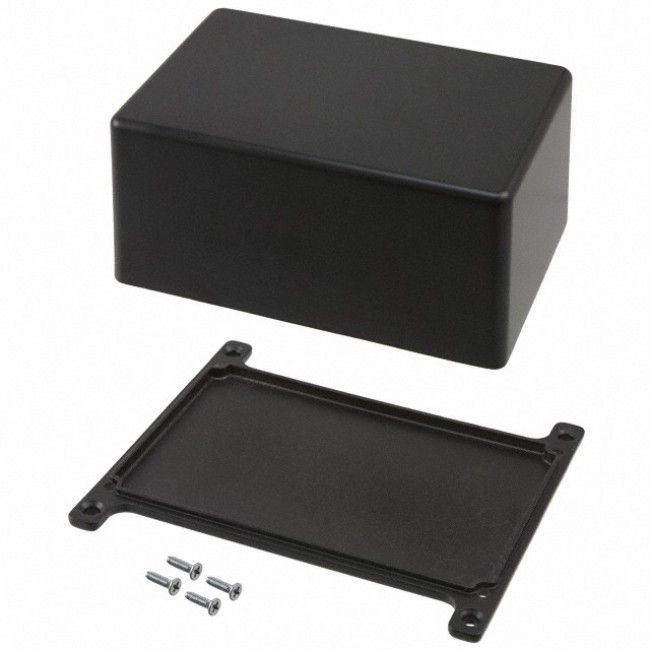 CU-5472-B, Enclosures, Boxes, & Cases Econobox Diecast Aluminum Box , Bracket and Cover Black (4.8 X 3.2 X 2.3 In)